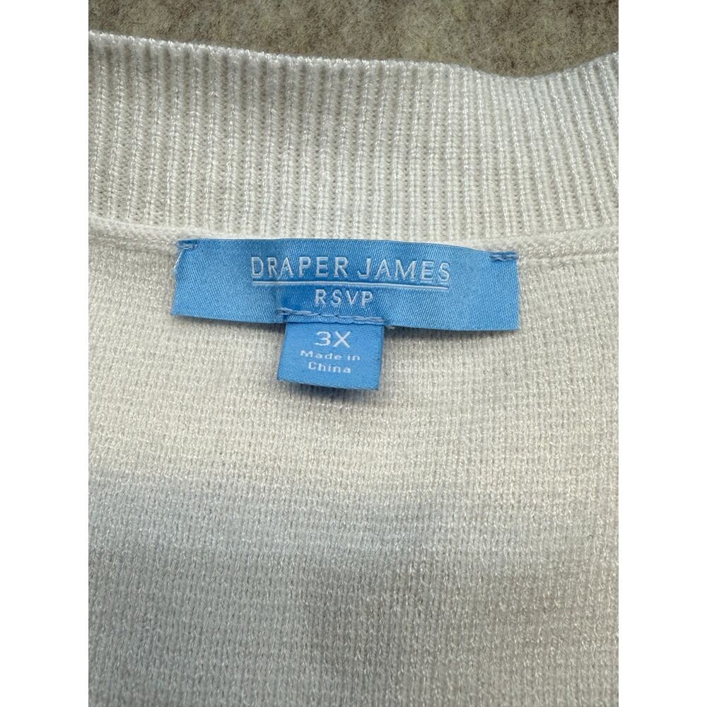 Draper James RSVP Button Front White Black Striped Preppy Coastal Cardigan 3X - Picture 10 of 12